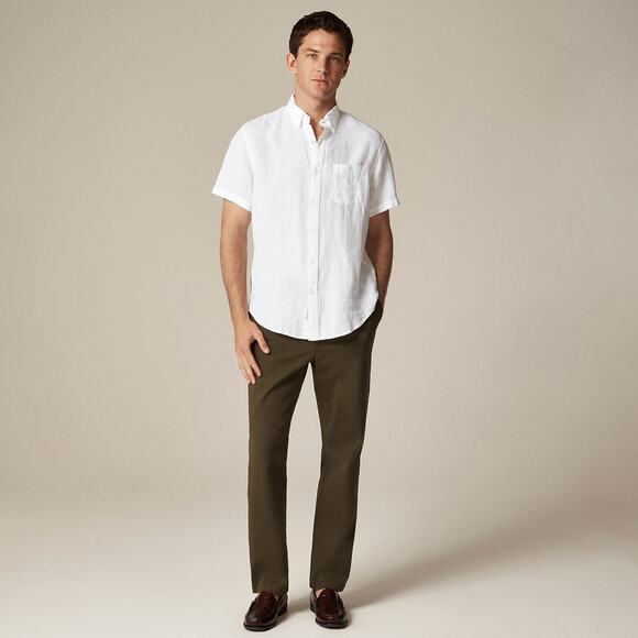 J. Crew Men's Short-Sleeve Baird McNutt Irish Linen Shirt White Size Medium NWOT - Picture 3 of 13